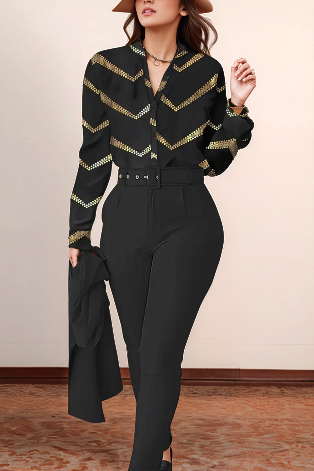 Lea Bergen™ | Blomstret Bluse & Høyt Liv Bukse