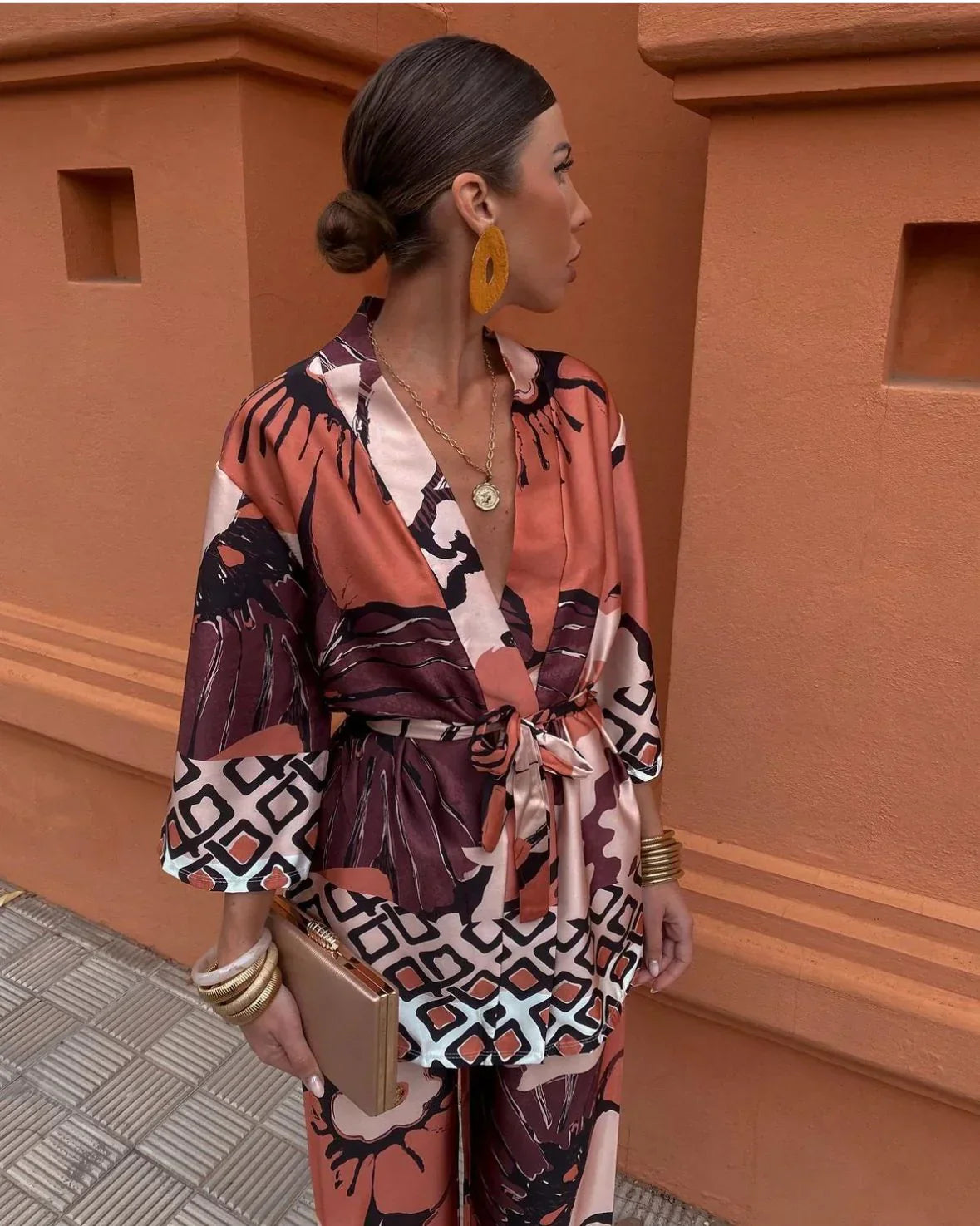 Lea Bergen™ | Kimono med Blomster & Vide Bukser