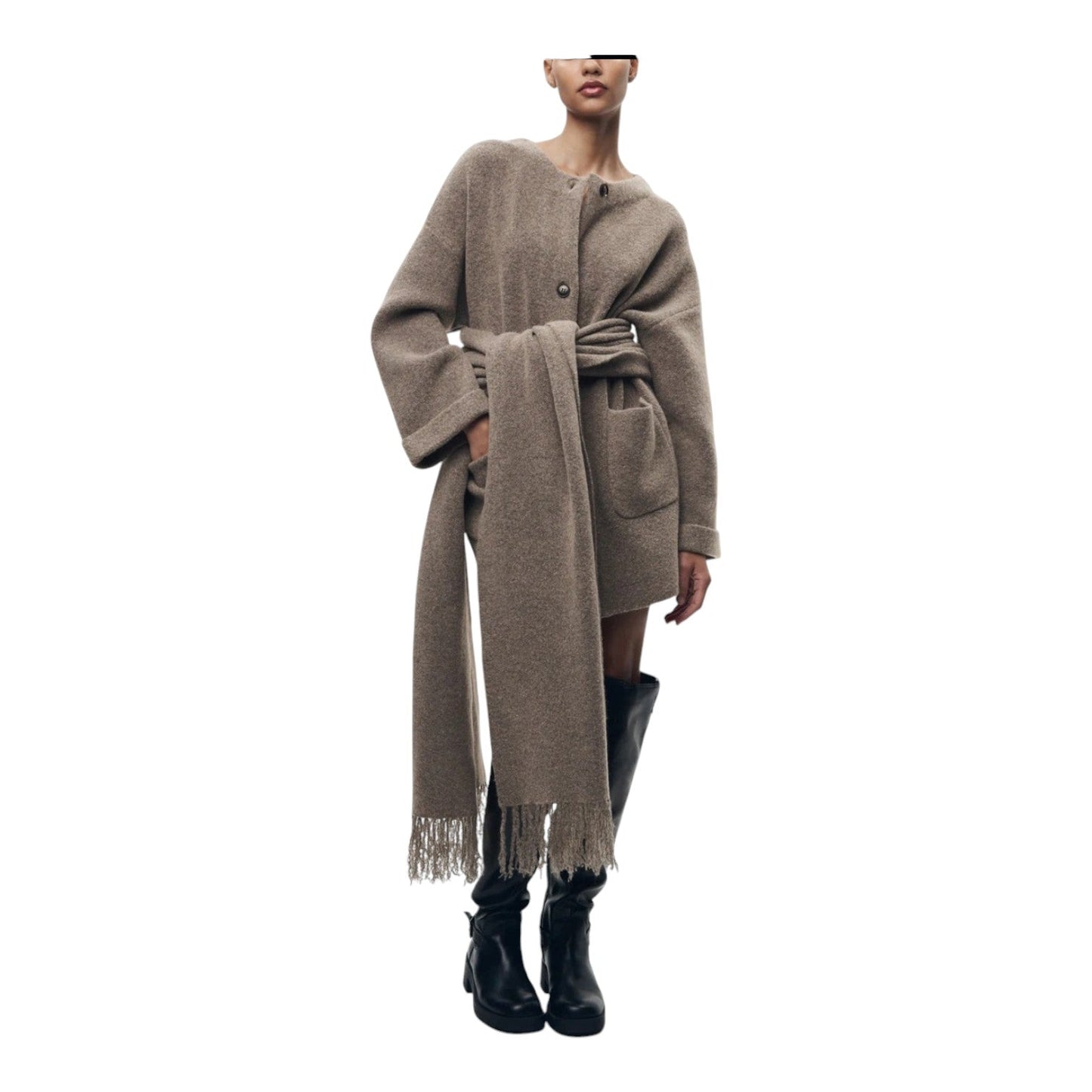 Lea Bergen™ | Cardigan med Skjerf