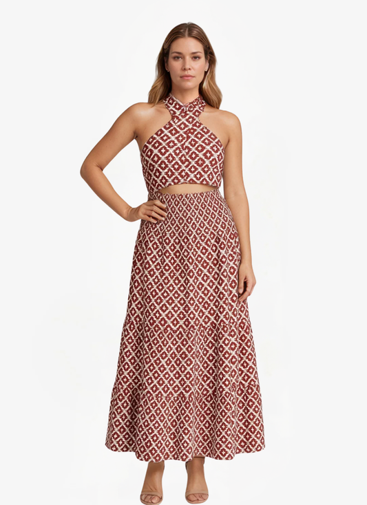 Lea Bergen™ | Halterneck sett med ørkenblomstermønster