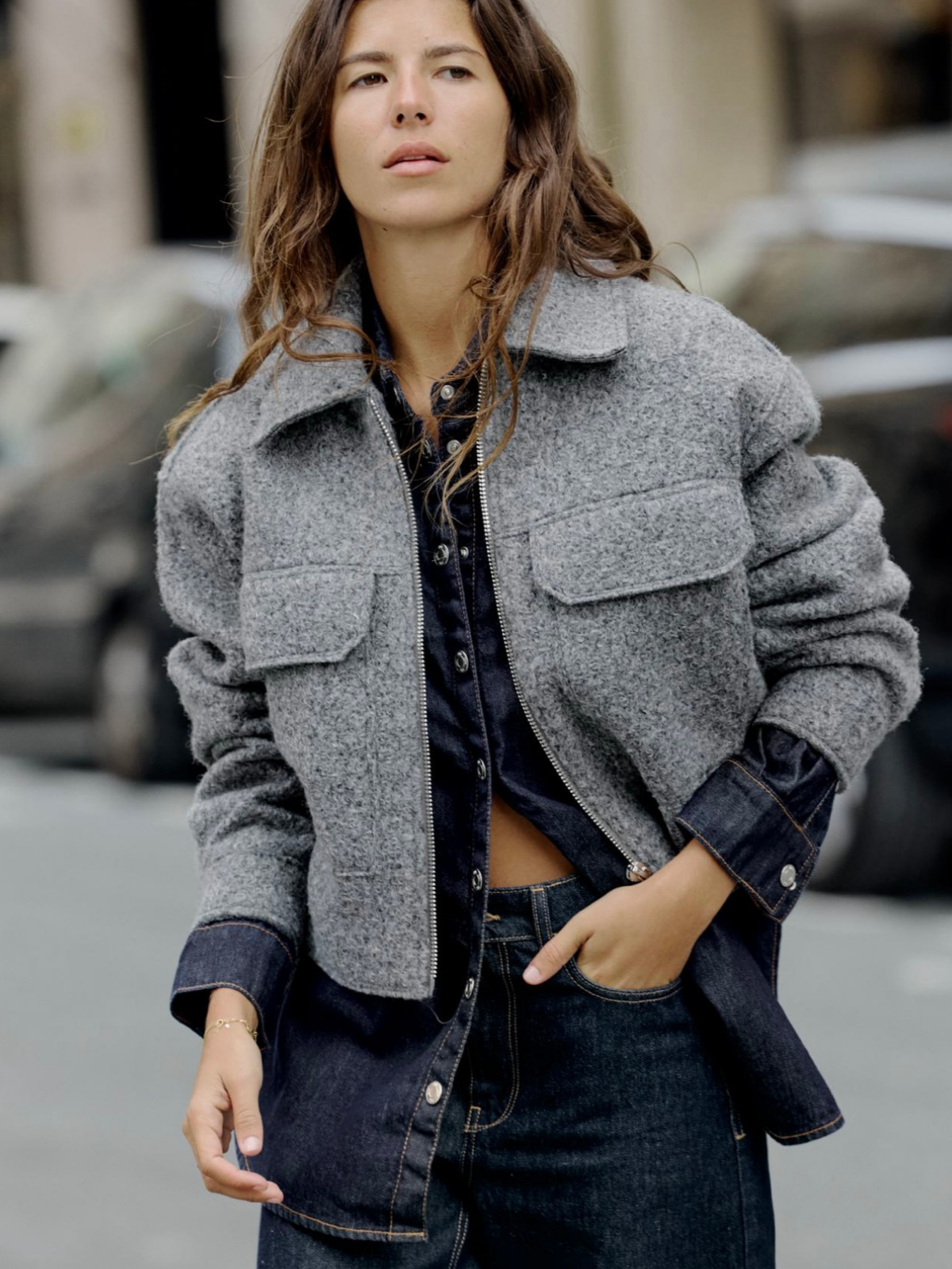 Lea Bergen™ | Grå boucle-jakke