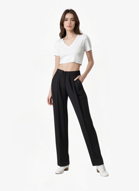 Lea Bergen™ | Pantalon Large Noir Intemporel
