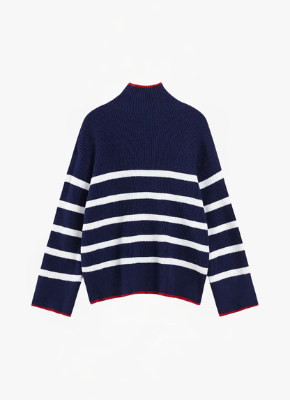 Lea Bergen™ | Genser med høy hals og kontraststriper
