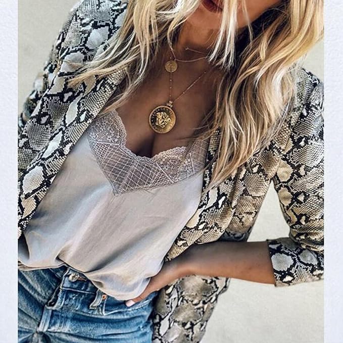 FAYE | BLAZER MED SNAKESKIN-MØNSTER