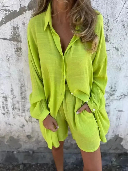 Lea Bergen™ | Linsett med skjorte og shorts