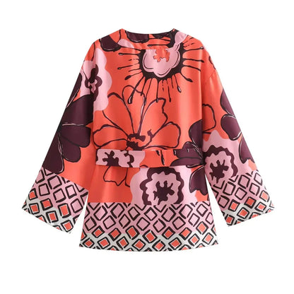 Lea Bergen™ | Kimono med Blomster & Vide Bukser