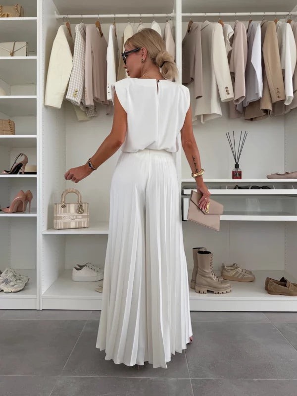 Lea Bergen™ | Elegant sett med plisserte palazzo-bukser