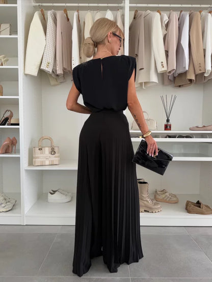 Lea Bergen™ | Elegant sett med plisserte palazzo-bukser